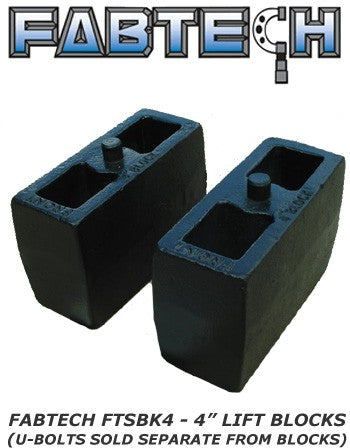 Fabtech 4" Lift Cast Iron Block AND U-BOLT SET - PT# FTSBK4