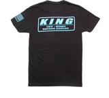 KING SHOCKS BLACK CVC CREW TEE W/ NEON BLUE LOGO
