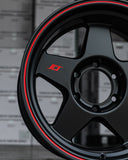 Stealth Custom Series GEN5 17X8.5 +20 MATTE JET BLACK W/ RED STRIPE set of 4