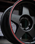 Stealth Custom Series GEN5 17X8.5 +20 MATTE JET BLACK W/ RED STRIPE set of 4