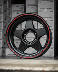Stealth Custom Series GEN5 17X8.5 +20 MATTE JET BLACK W/ RED STRIPE set of 4
