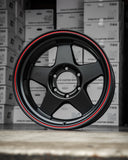 Stealth Custom Series GEN5 17X8.5 +20 MATTE JET BLACK W/ RED STRIPE set of 4