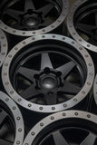 Stealth Custom Series BR6 17X8.5 -10 MATTE JET BLACK W MACH LIP set of 4