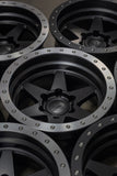 Stealth Custom Series BR6 17X8.5 -10 MATTE JET BLACK W MACH LIP set of 4