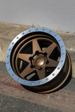 Stealth Custom Series BR6 17X8.5 -10 MATTE DARK BRONZE W MACH LIP set of 4