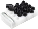 Set of 24 Black Spline M14x1.5 Bulge Acorn 1.5" Lug Nut Kit with Key 31161700 (G4)