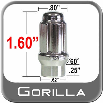 GOR 21138ET Gorilla 12mm x 1.5 Lug Nuts Mag E-T (w/60° Taper) Seat Right Hand Thread Chrome Sold Individually