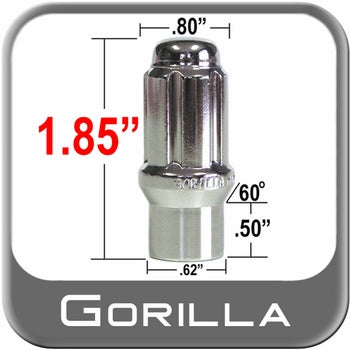Gorilla 12mm x 1.5 Lug Nuts Mag E-T (w/60° Taper) Seat Right Hand Thread Chrome Sold Individually- PT# GOR 21138ETXL (A3)