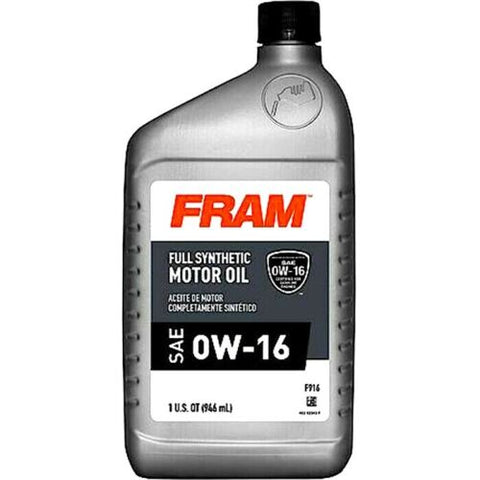 FRAM Full Synthetic 0W-16 Motor Oil: 1 Quart #F916